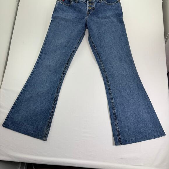 Vintage y2k Mudd Women's Flare Jeans Size 3 Blue Denim Medium Wash Bell Bottom - Picture 3 of 8